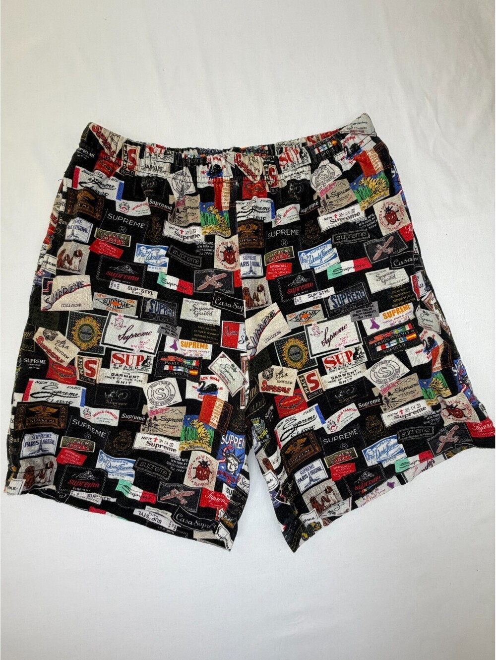 Supreme Men's Shorts Sweat Labels Pique Cotton Drawstring Size M Multicolor